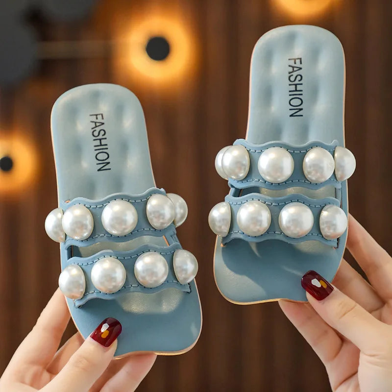 2026Summer Children's Slippers Girls Princess Non-slip Soft Sole Slippers Toddler Girl Shoes Bow Tie Slippers Flip Flops Outdoor