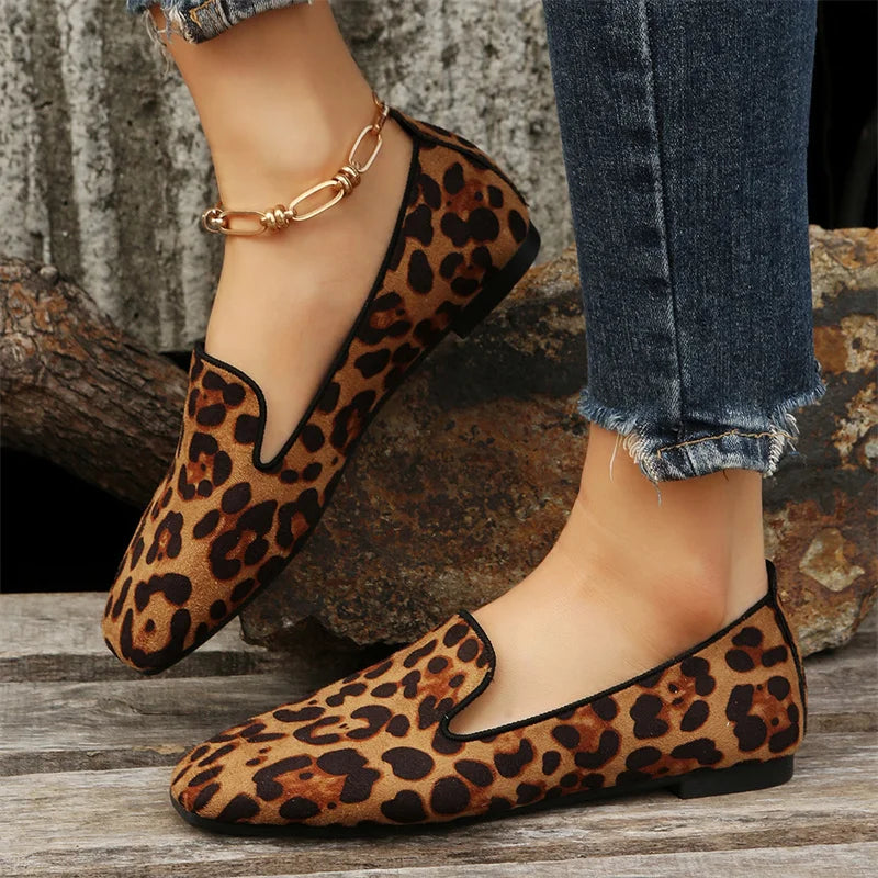 Spring and Autumn New Fashionable, Comfortable, Elegant Casual Leopard Print Wear-Resistant Single Shoes for Women
