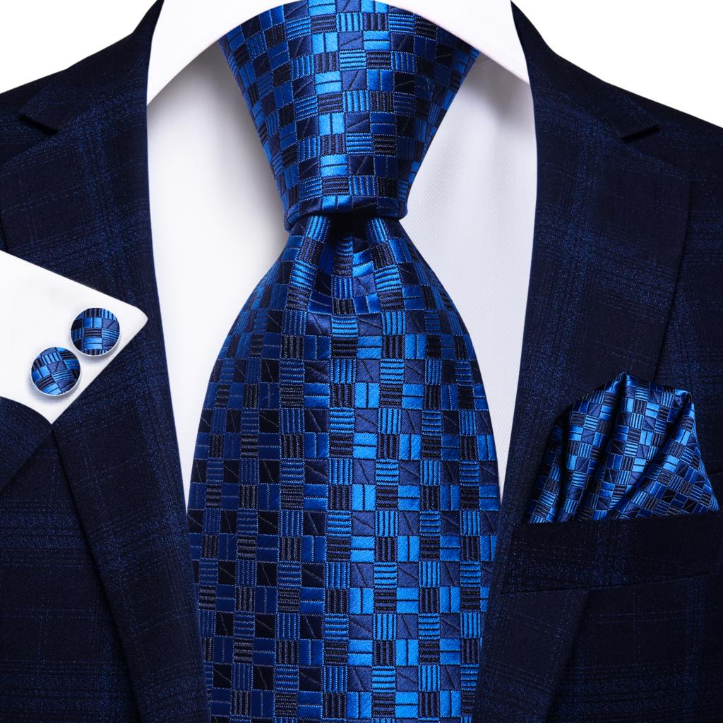 Hi-Tie Peacock Blue Novelty Design Silk Wedding Tie For Men