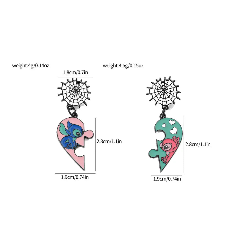 2 Pcs Creative Cartoon Brooch Creative Stitch Enamel Pin Metal Badge Jewelry Clothing Backpack Accessories Gift For Friends