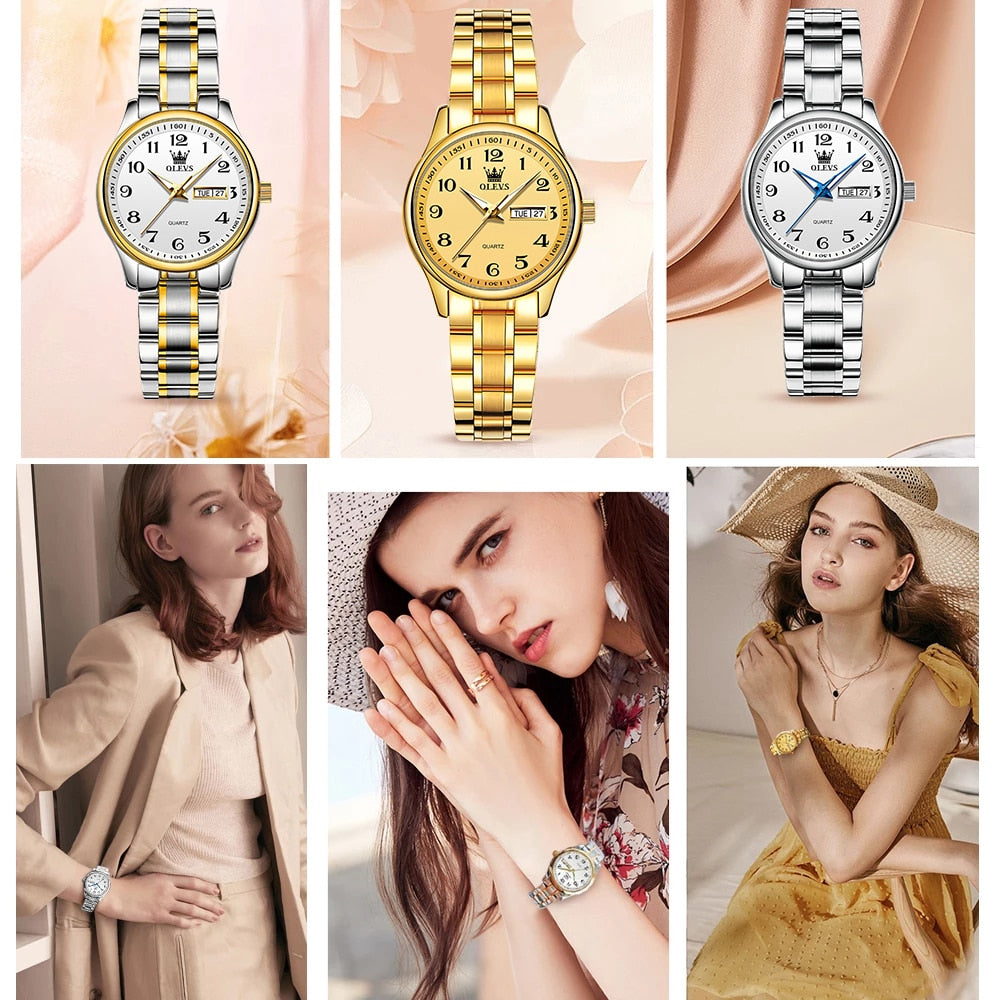 Original Luxury Waterproof Stainless Steel Quartz Watches for Ladies