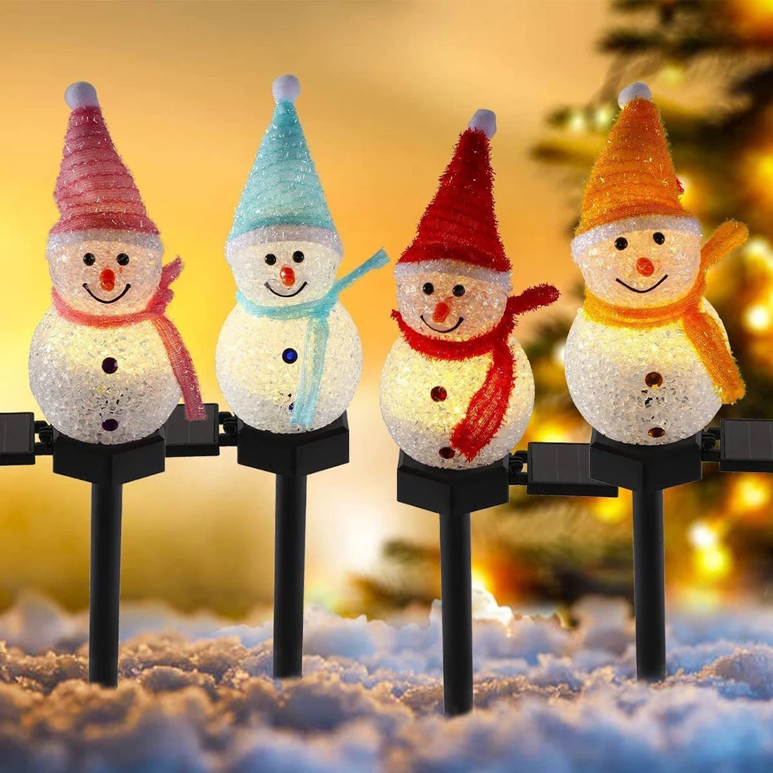 Christmas Solar LED Lights, Snowman Garden Decoration, Waterproof Light, Outdoor Ground Plug Lamp, Lawn Landscape Lighting