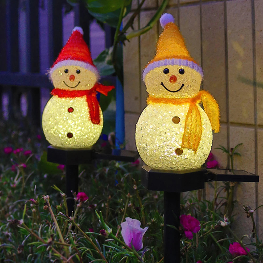 Christmas Solar LED Lights, Snowman Garden Decoration, Waterproof Light, Outdoor Ground Plug Lamp, Lawn Landscape Lighting
