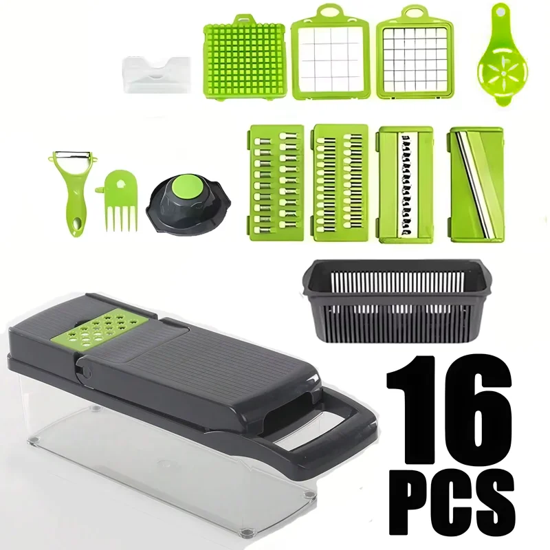 Multifunctional Vegetable Chopper Handle Food Grate Food Chopper Vegetable Slicer Dicer Cut 14/16 in 1 Kitchen Items Cocina