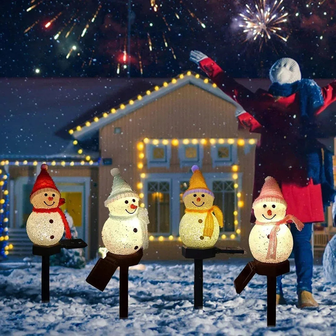 Solar 2024 Christmas Snowman Ground Plug-In Lights No Bill Outdoor Indoor Villa Lawn Garden Decorative Atmosphere Led Lights