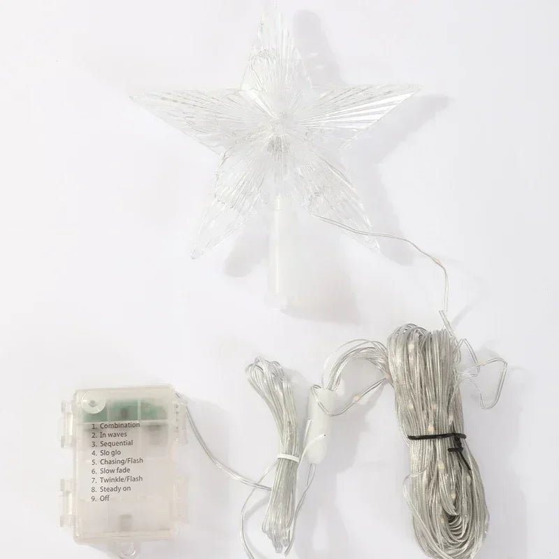 Christmas Waterfall Fairy String Lights with Topper Star, Christmas Tree Decorations 2024 for Home Holiday Decor New Year 2025
