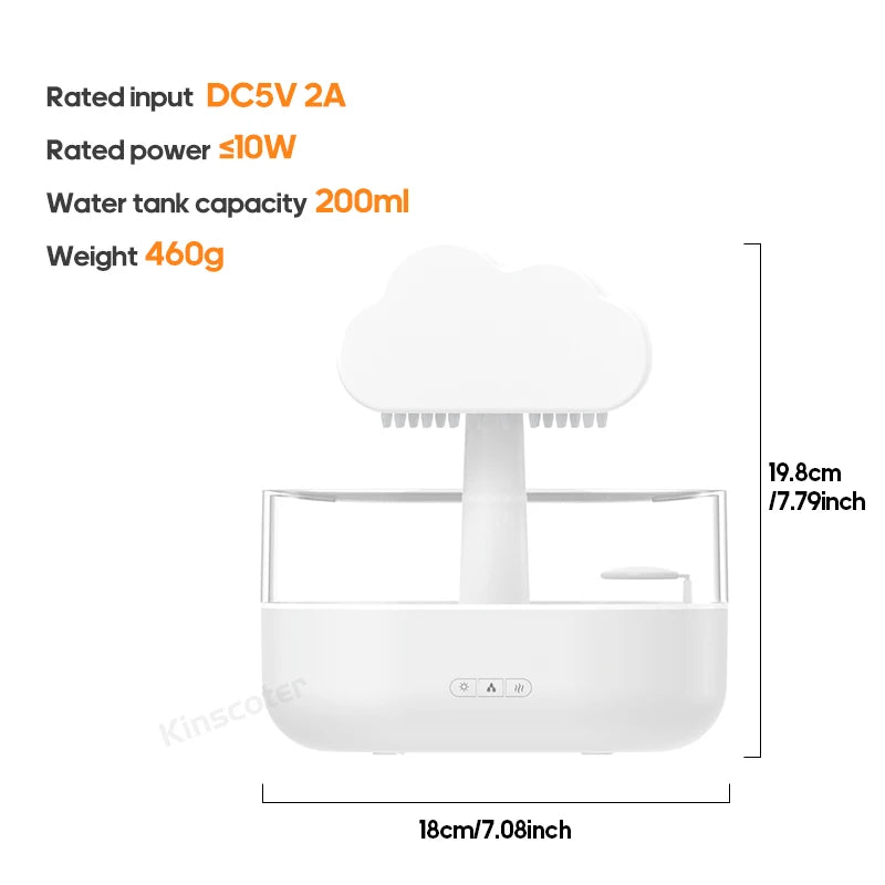 Clouds Raindrops Aromatherapy Diffuser Aroma Essential Oil Zen Rain drops Desktop Air Humidifier Freshener Colorful Lights Gift