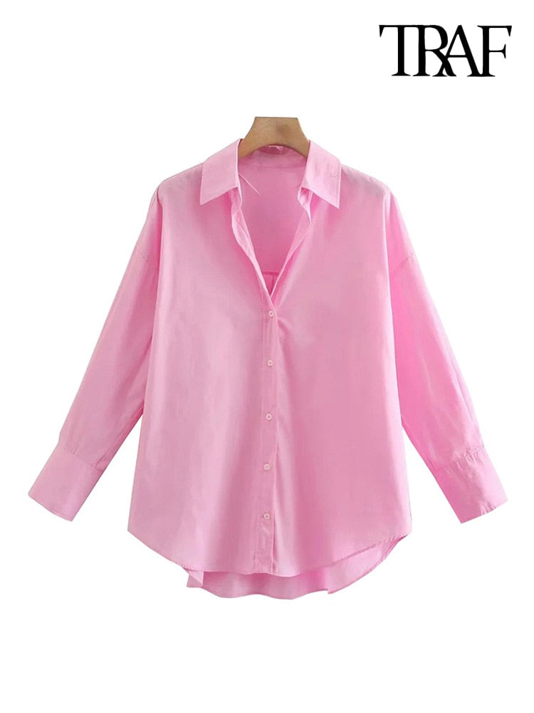 Vintage Long Sleeve Button-up Casual Female Blouses Chic Tops