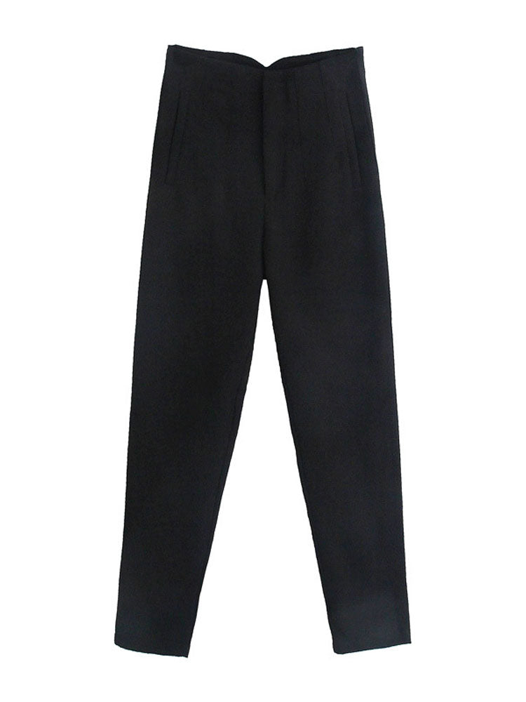 High Waist Zipper Fly Female Ankle Trousers