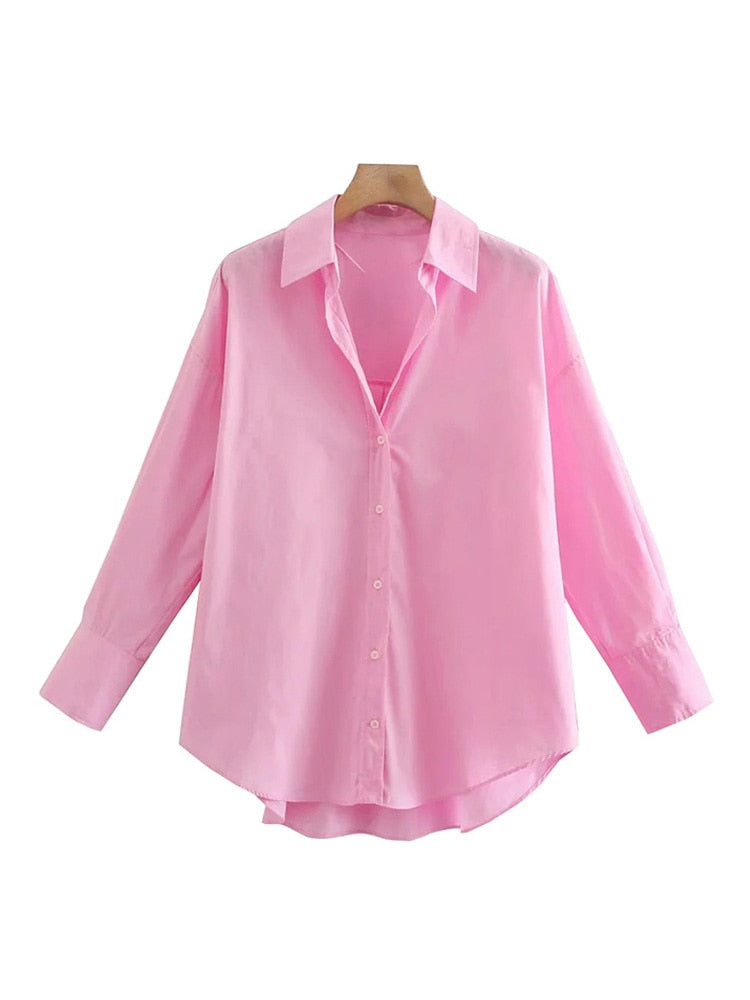 Vintage Long Sleeve Button-up Casual Female Blouses Chic Tops