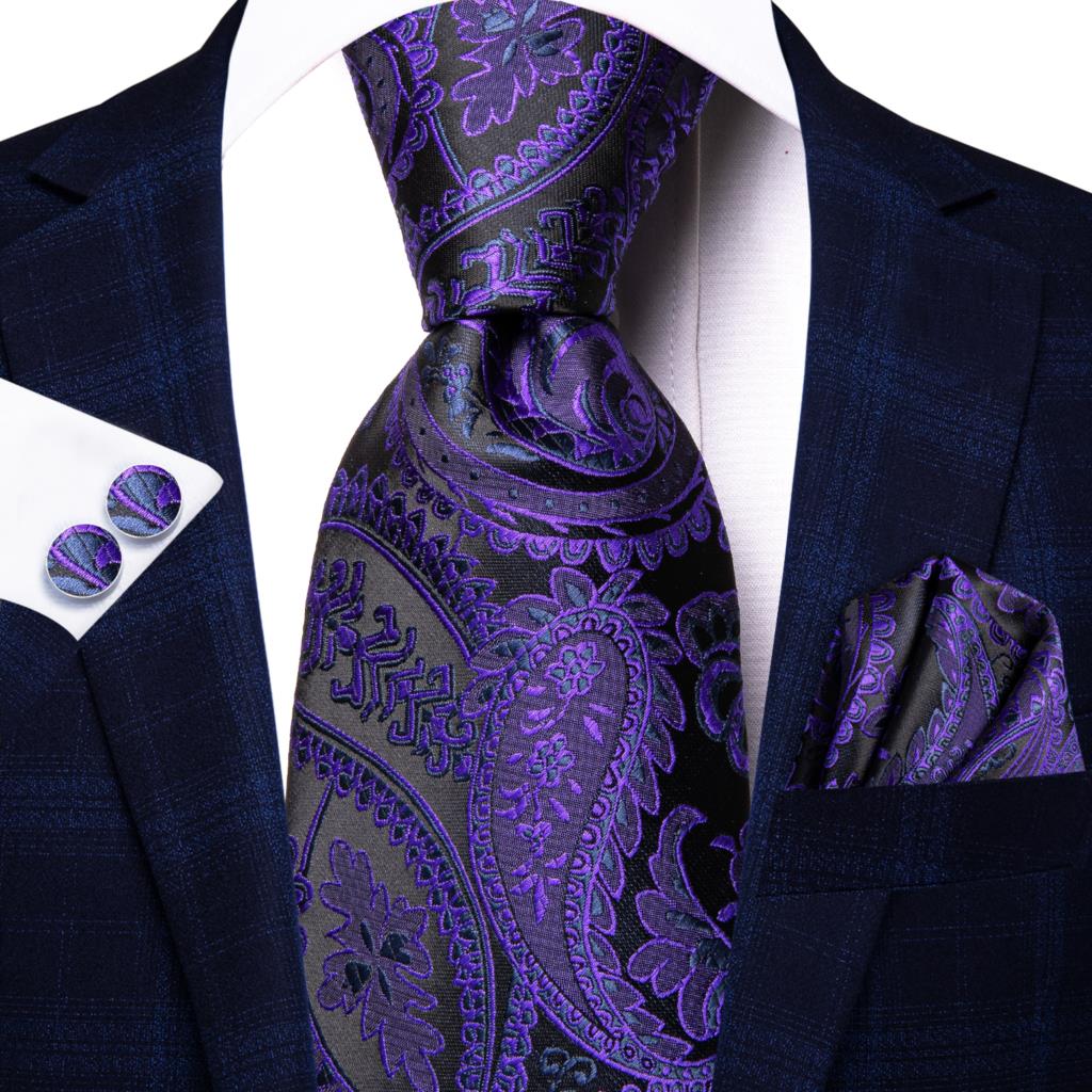 Hi-Tie Peacock Blue Novelty Design Silk Wedding Tie For Men