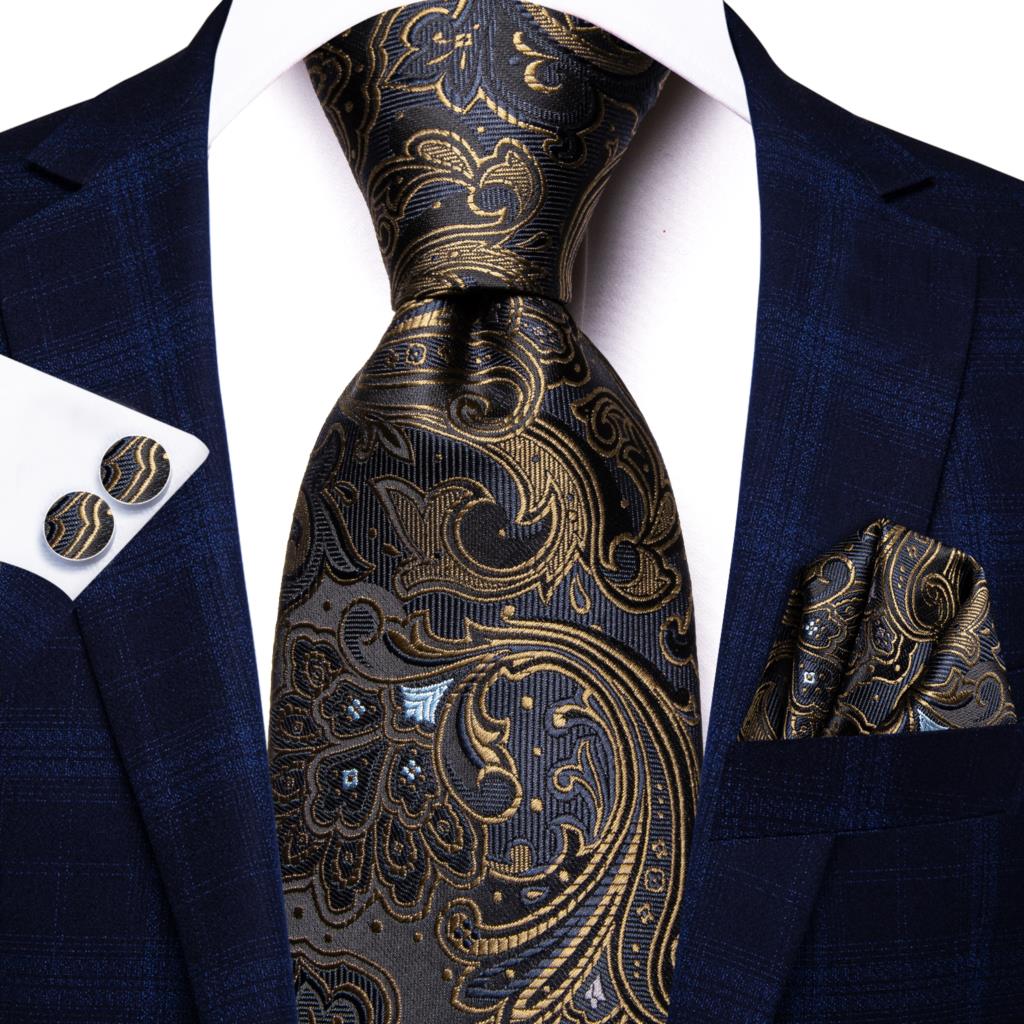 Hi-Tie Peacock Blue Novelty Design Silk Wedding Tie For Men