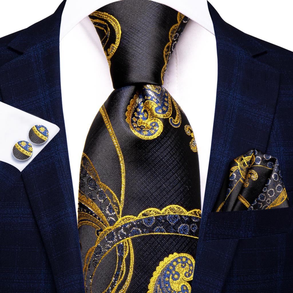 Hi-Tie Peacock Blue Novelty Design Silk Wedding Tie For Men