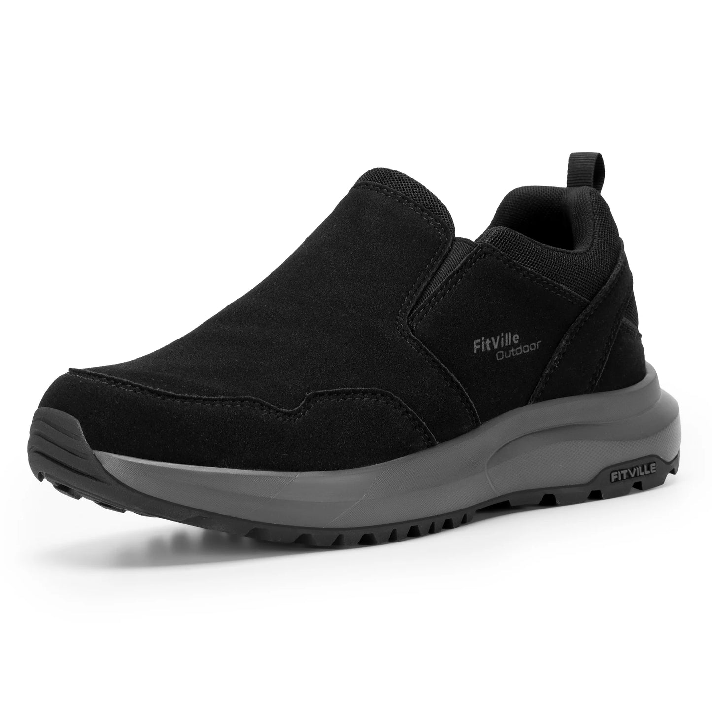 FitVille Men's Shoes Wide Hiking Comfortable Slip on Loafers Go Walking and Trekking Trails Sneakers with Arch Support