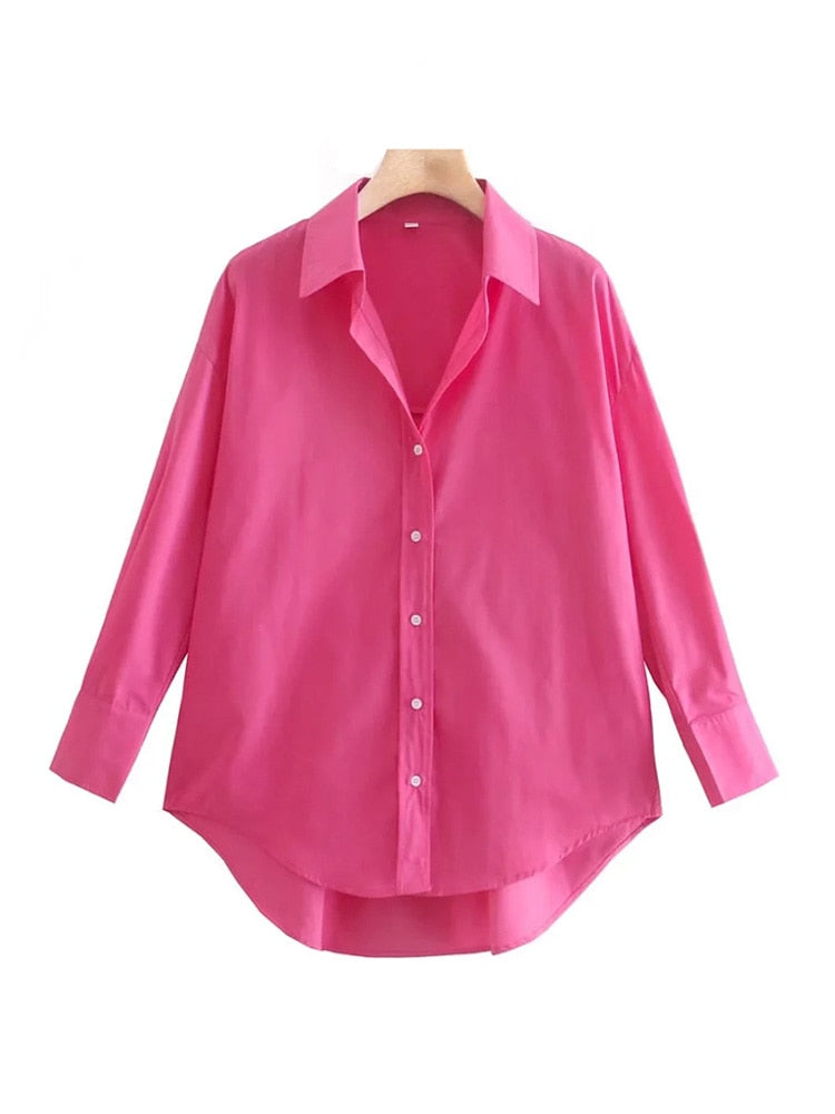Vintage Long Sleeve Button-up Casual Female Blouses Chic Tops