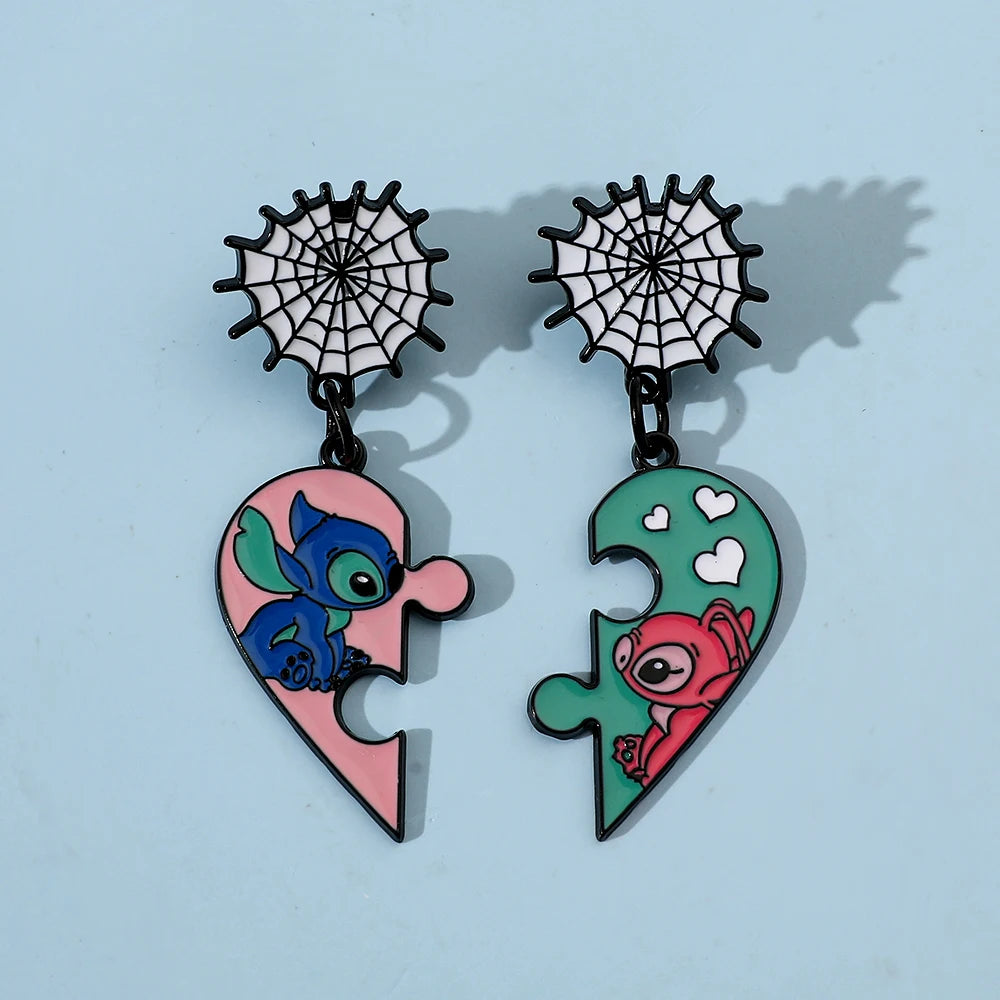 2 Pcs Creative Cartoon Brooch Creative Stitch Enamel Pin Metal Badge Jewelry Clothing Backpack Accessories Gift For Friends