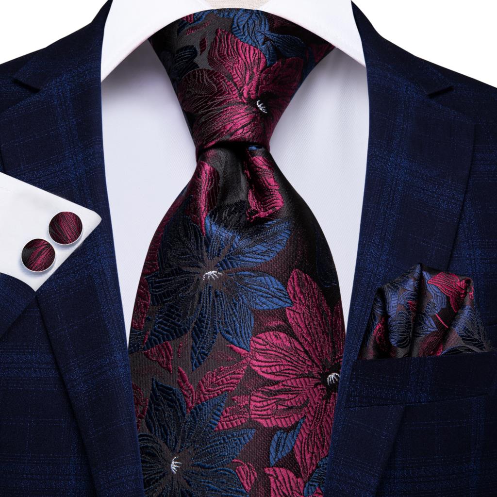 Hi-Tie Peacock Blue Novelty Design Silk Wedding Tie For Men