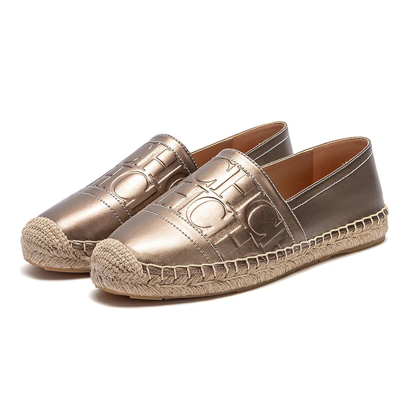 CHCH Women's Beach Shoes 2025 New Anti slip Handmade Hemp Bottom Flat Shoes Mommy Gift Casual Shoes