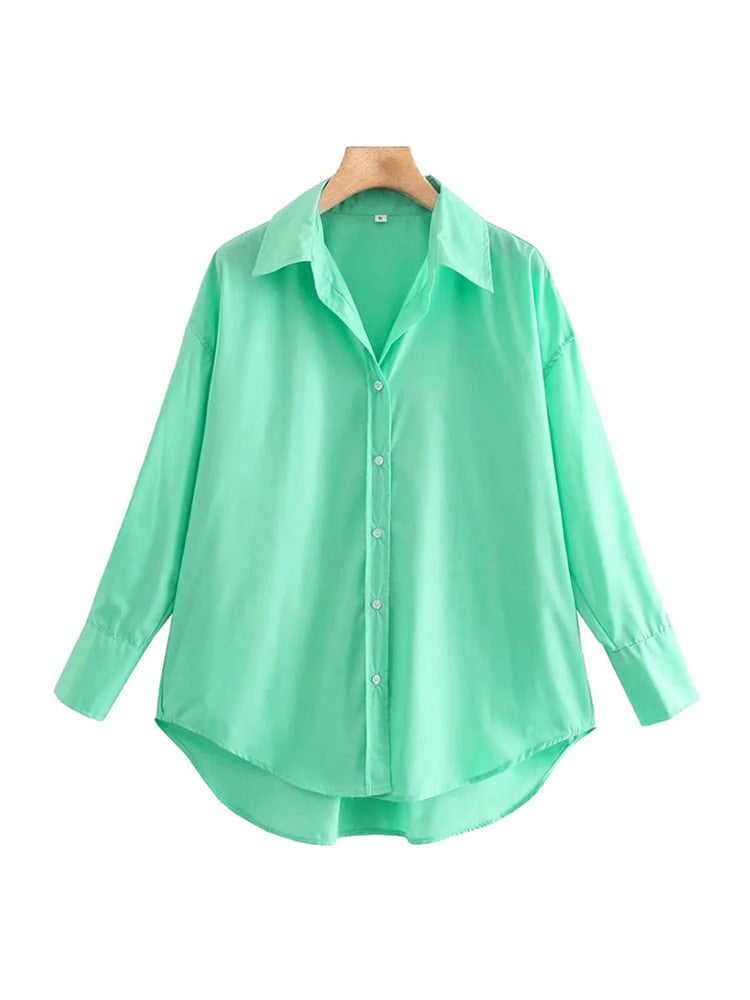 Vintage Long Sleeve Button-up Casual Female Blouses Chic Tops