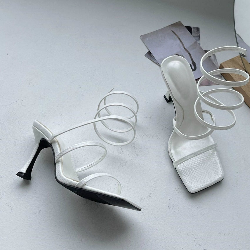 Women Sandals Sexy Cross Ankle Stiletto Heels