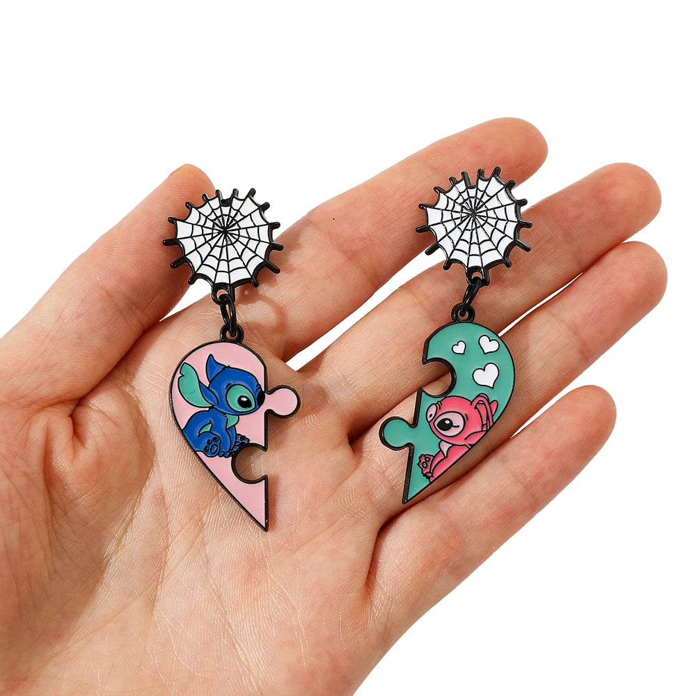 2 Pcs Creative Cartoon Brooch Creative Stitch Enamel Pin Metal Badge Jewelry Clothing Backpack Accessories Gift For Friends