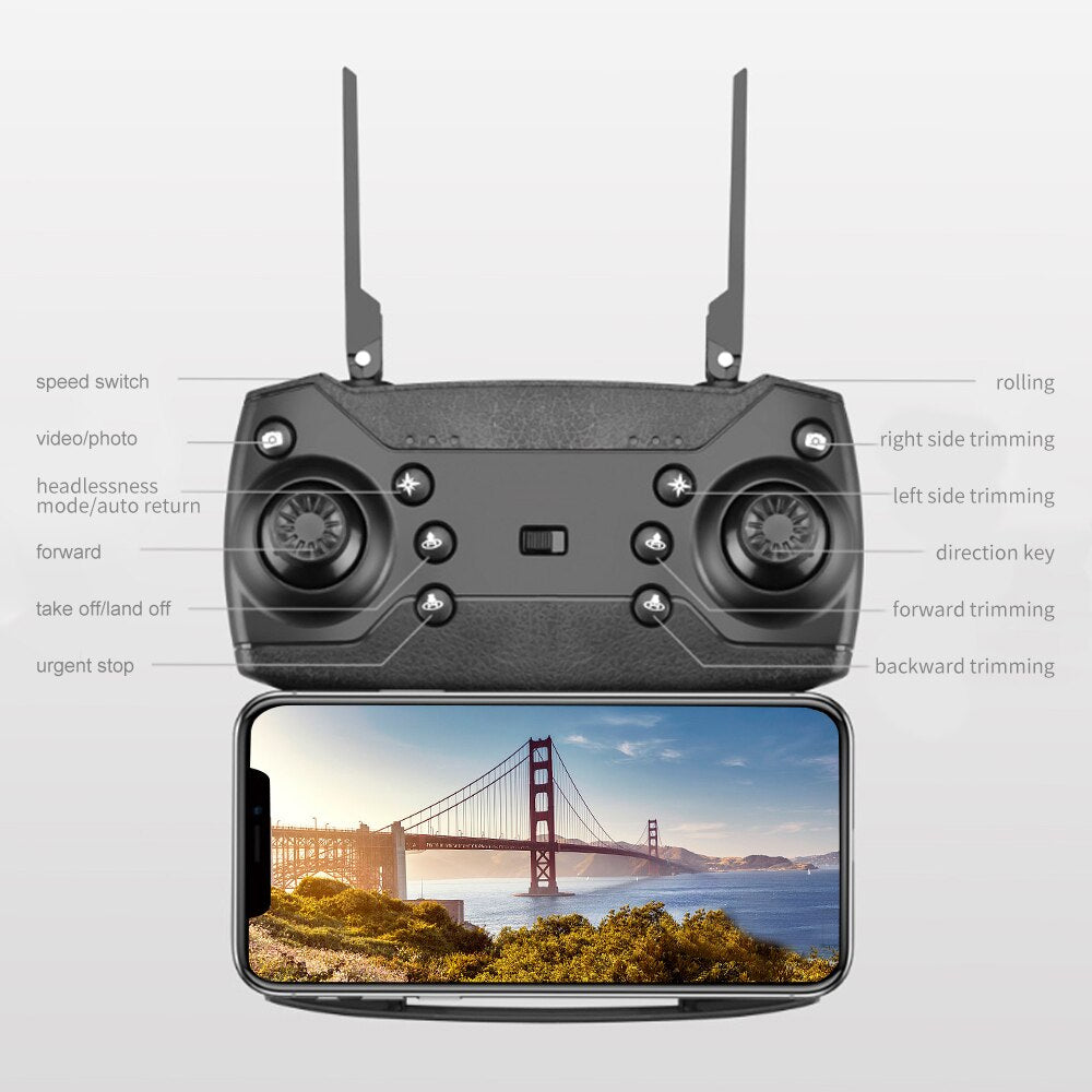 E88Pro RC Drone 4K Professional With 1080P Wide Angle HD Camera Foldable RC Helicopter WIFI FPV Height Hold Gift Toy