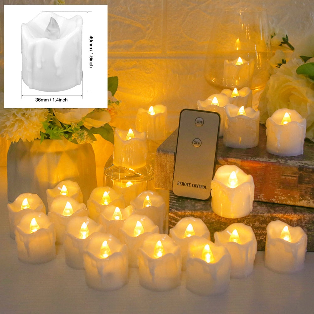 24Pcs Flickering LED Candle Tealights No-Remote/Remote Control With Battery