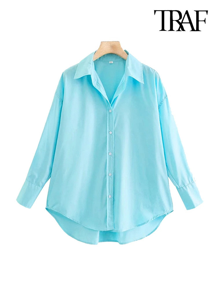 Vintage Long Sleeve Button-up Casual Female Blouses Chic Tops