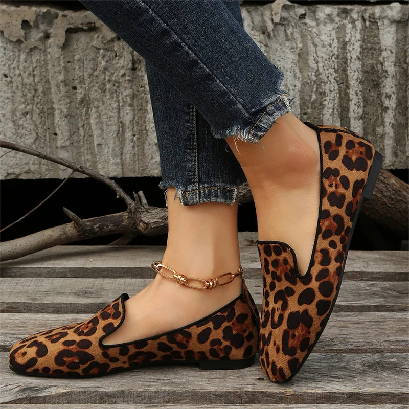 Spring and Autumn New Fashionable, Comfortable, Elegant Casual Leopard Print Wear-Resistant Single Shoes for Women