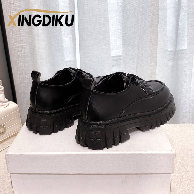 Autumn New Devil Bat Wings Gothic Women's Shoes Thick Bottom Waterproof Platform Metal Chain
