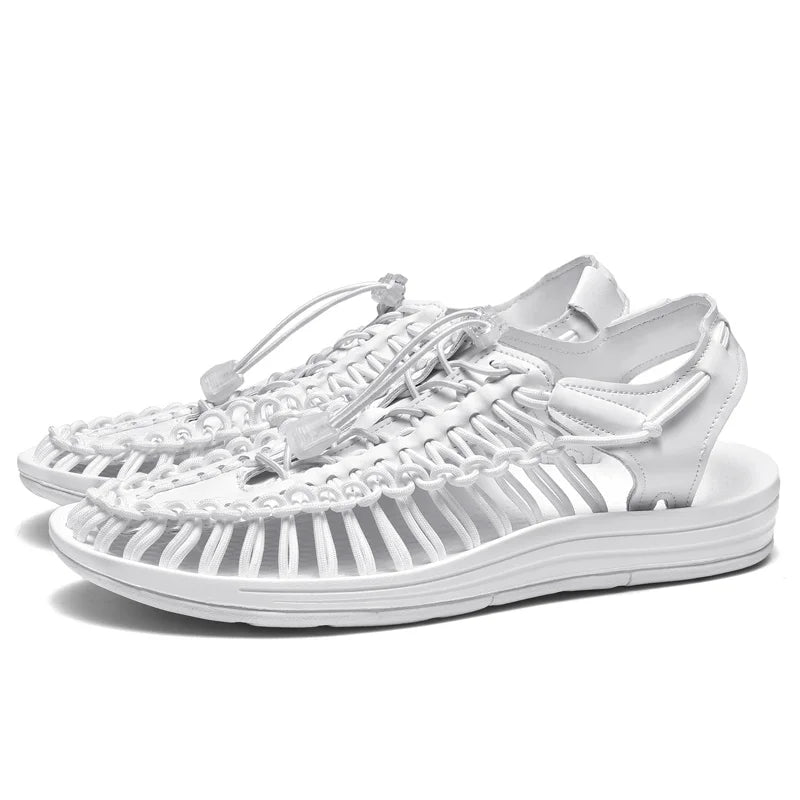 Summer Men Sandals Fashion Handmade Weaving Design Beach Sandals Breathable Casual Flat Sandals Outdoor Couples Sandals Size