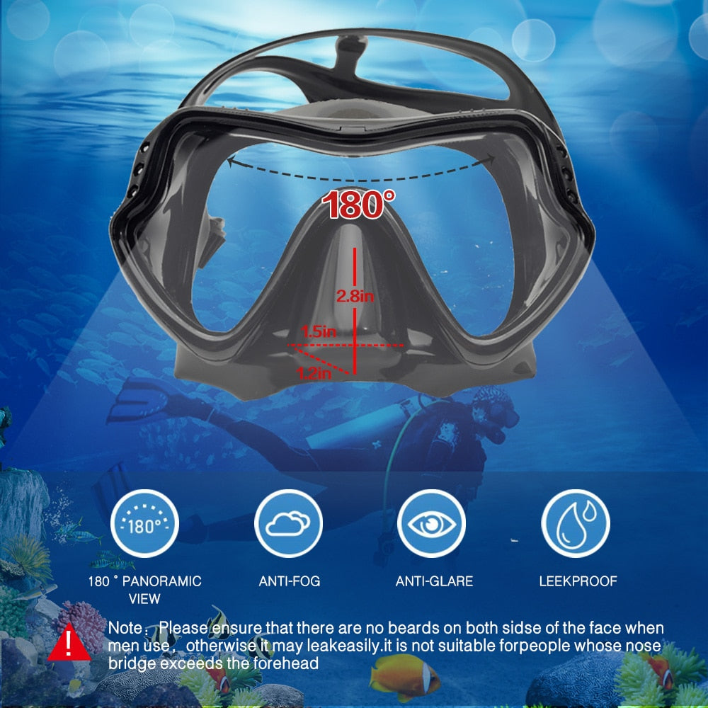 Professional Scuba Diving Adult Silicone Skirt Anti-Fog Goggles Glasses For Swimming Pools