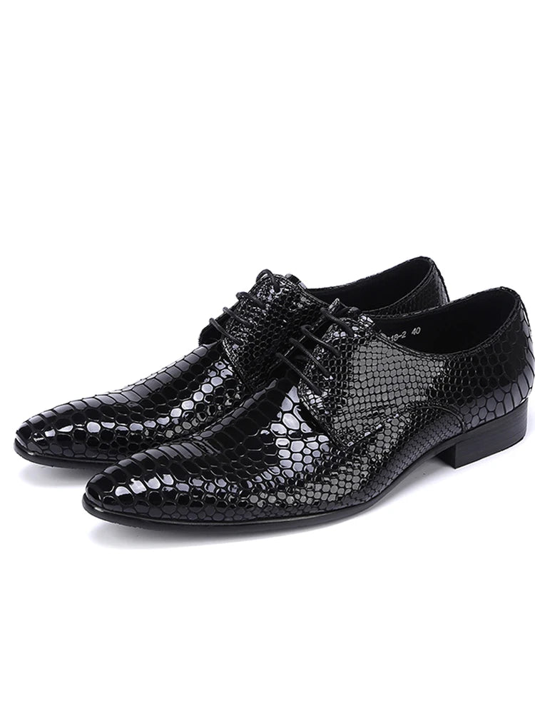 Autumn Male Trend Tip Serpentine Cowhide Formal wear Luxury Leather shoes Man Frenulum Ventilation Popular Men's wedding shoes