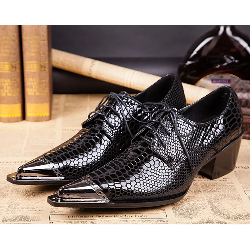 Autumn Male Trend Tip Serpentine Cowhide Formal wear Luxury Leather shoes Man Frenulum Ventilation Popular Men's wedding shoes