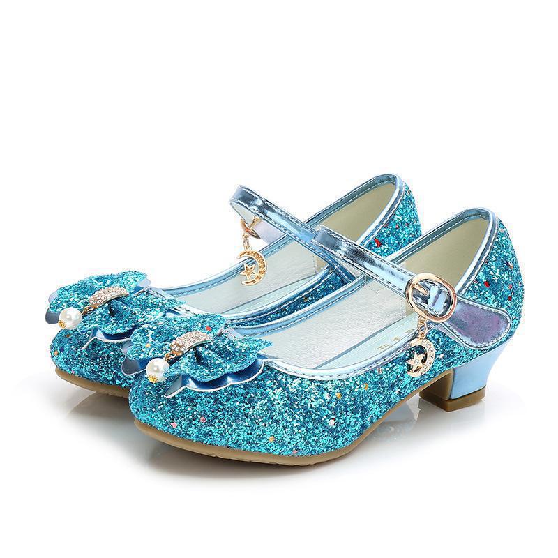 Princess Butterfly Leather Diamond Bowknot High Heel Dance Shoes Baby Girls Party Dance Shoes