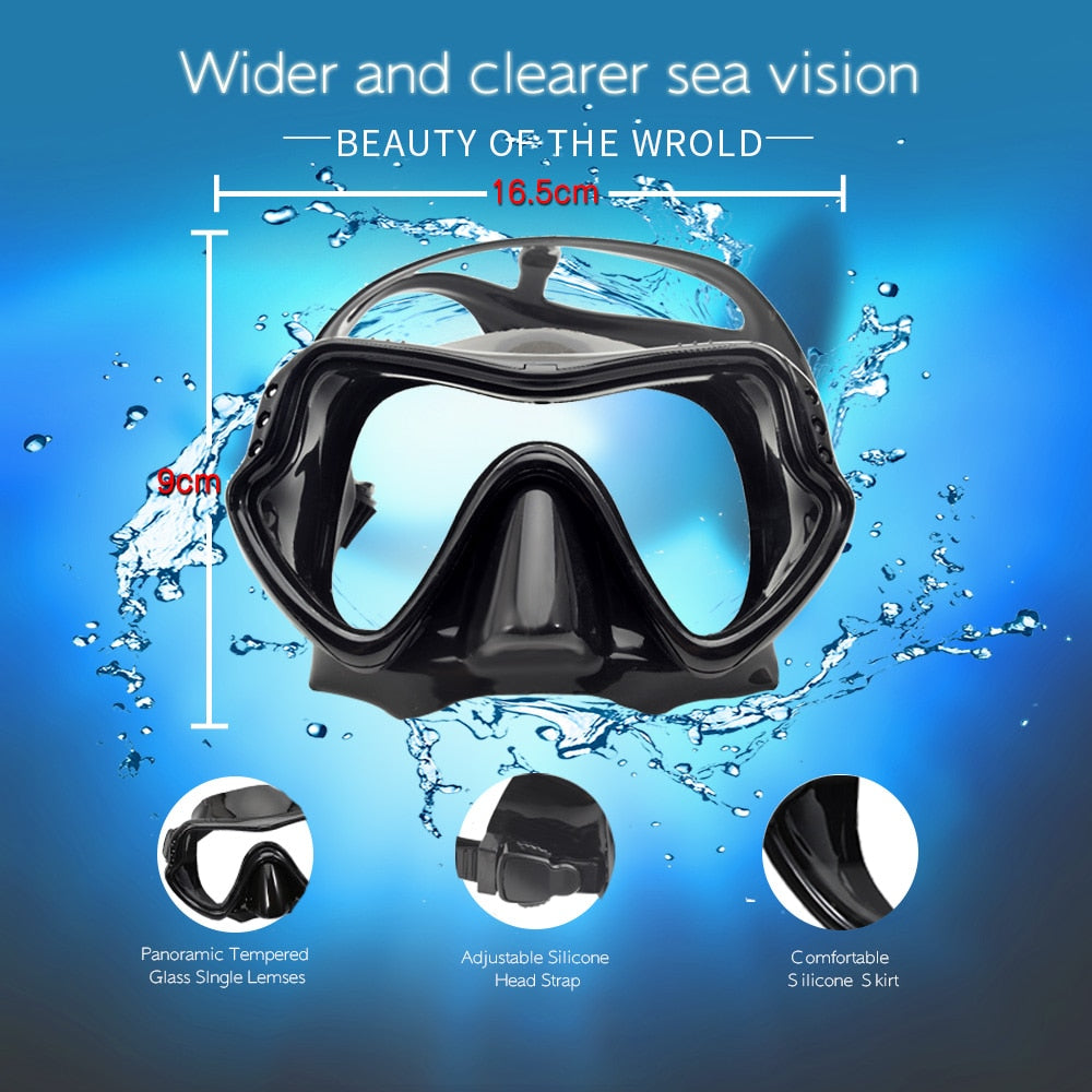 Professional Scuba Diving Adult Silicone Skirt Anti-Fog Goggles Glasses For Swimming Pools