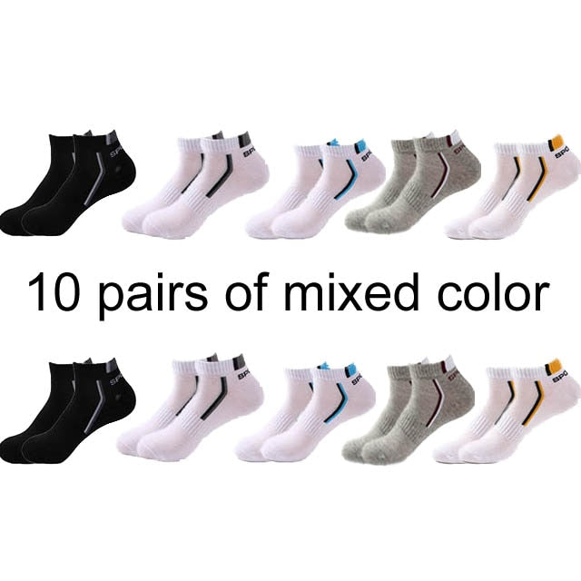 10 Pair High Quality Men Ankle Breathable Cotton Sports Socks