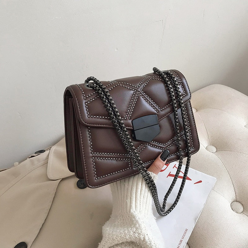 Rivet Chain Small Crossbody Messenger Luxury Hand Bags For Women