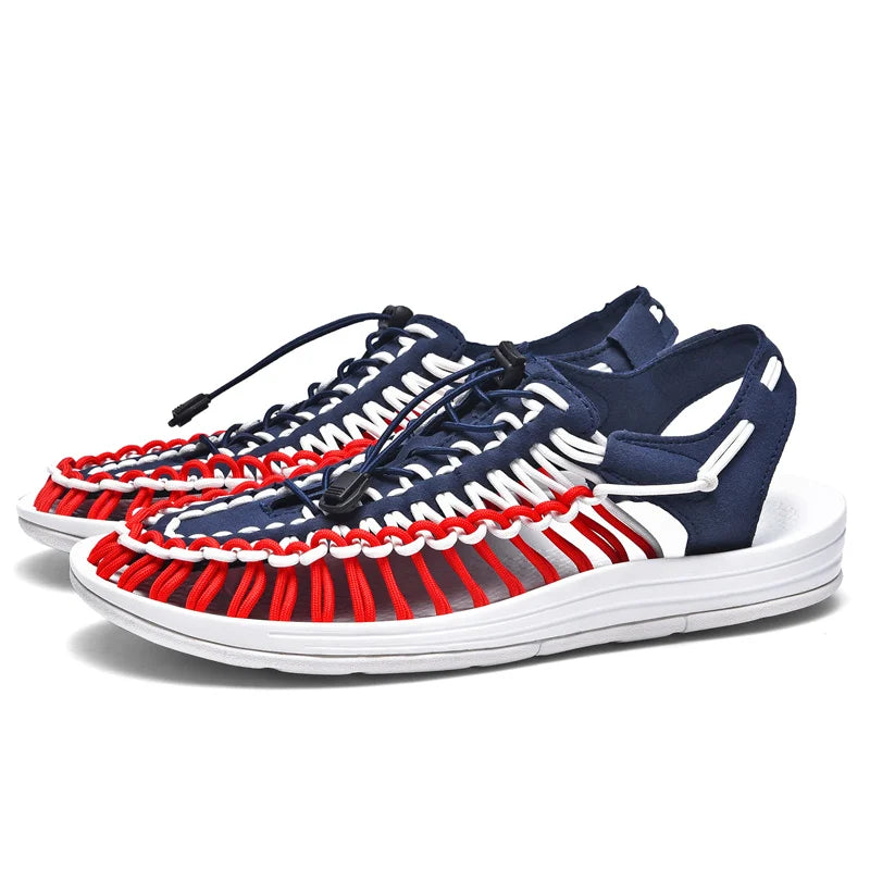 Summer Men Sandals Fashion Handmade Weaving Design Beach Sandals Breathable Casual Flat Sandals Outdoor Couples Sandals Size