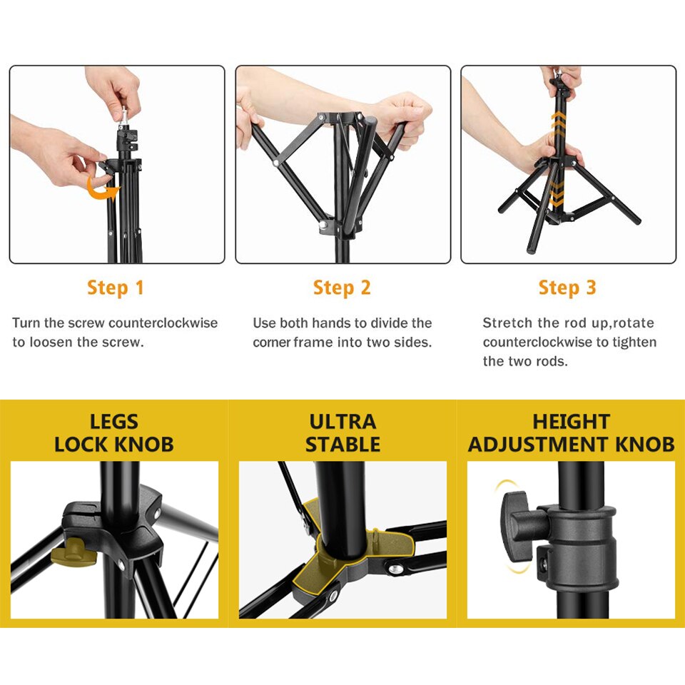 Phone Selfie Lamp With Tripod Stand Boom Arm