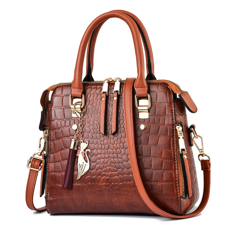 Retro Alligator Women Luxury PU Leather Handbags