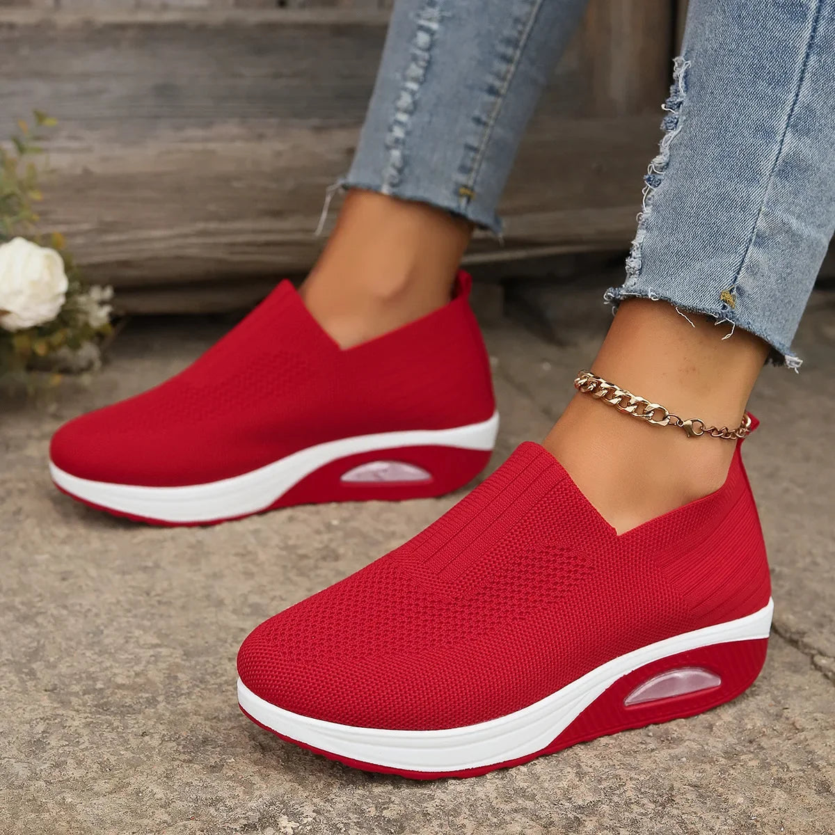 Women Walking Shoes Air Cushion Non Slip Orthopedic Shoes Ladies Platform Mules Breathable Wedge Female Sneakers 2025