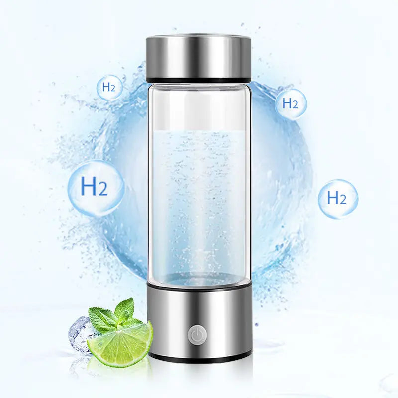 Hydrogen Water Generator Bottle 400ml Rechargeable Electrolysis Hydrogen-Rich Glass Cup Portable Health Antioxidant Drink Bottle