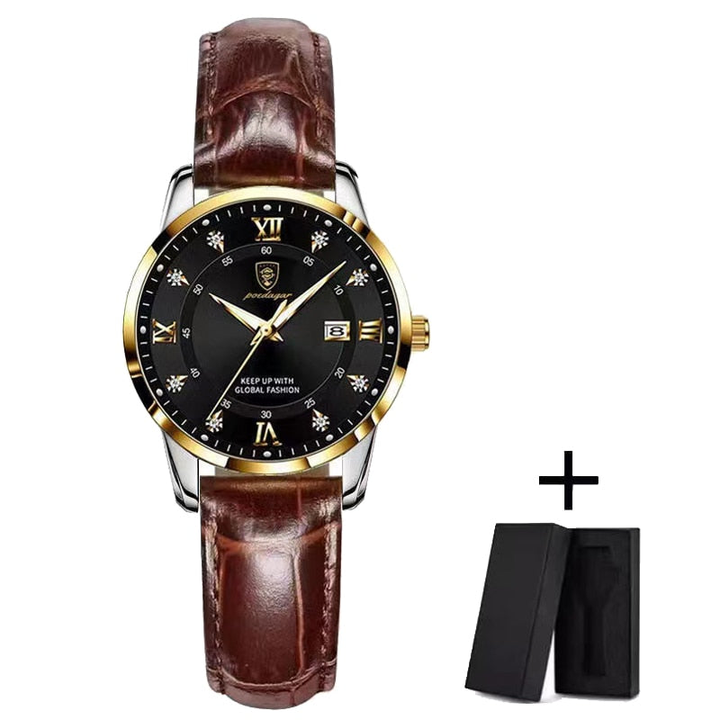 Luxury Fashion Ladies Waterproof Luminous Date Stainless Stain Quartz Wristwatch