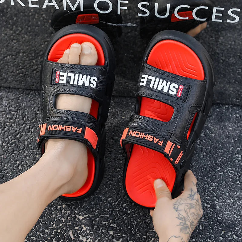 Men's Summer Outdoor Slip-Resistant Driving Dual-Purpose Beach Sandals Sports Slippers Large Size Slip-On EVA Material