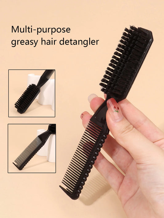 double-sided comb brush wave shaped comb professional mustache comb brush hairdresser cleaning brush Special for real hair wigs