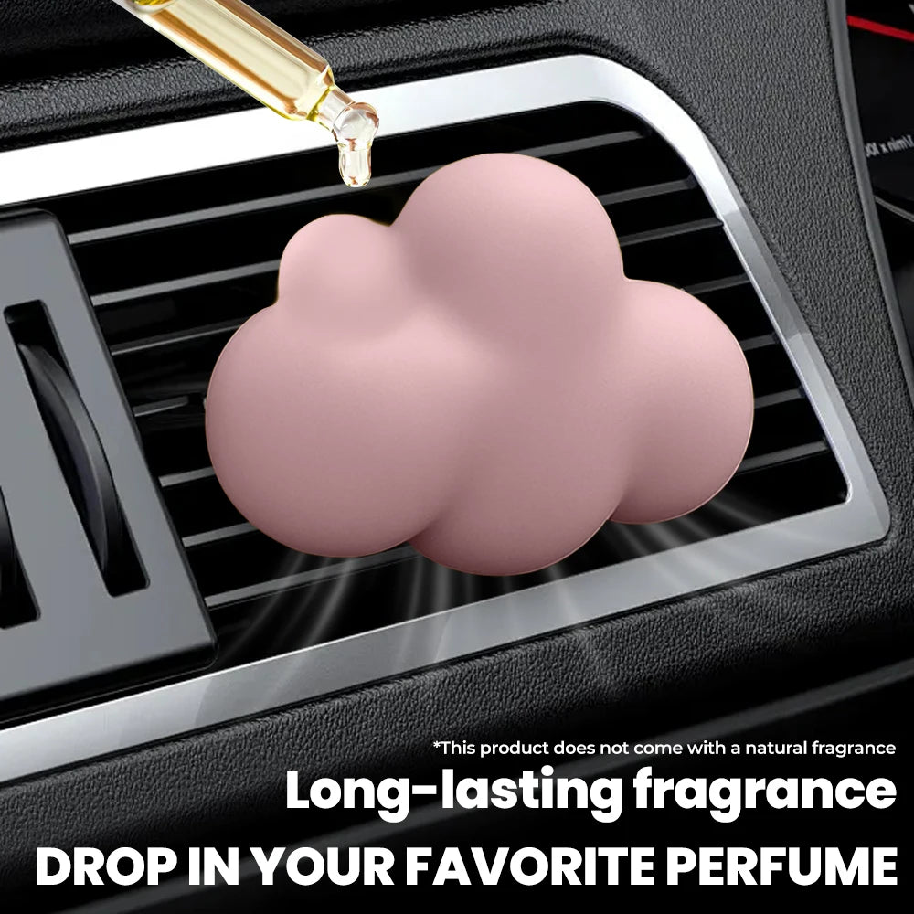 Cute Cloud Car Air Freshener - Gypsum Aroma Diffuser Vent Clip, Refillable Creative Auto Decor Gift for Women Men