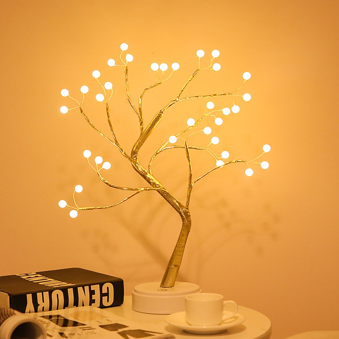 LED Night Light Tabletop Bonsai Tree Light Lamp USB or Touch Switch Copper Wire Bedside Light for Bedroom Children Home Decor