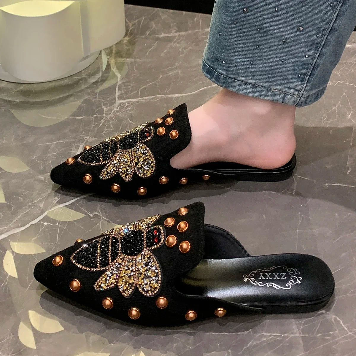 Summer Women Slippers Platform Rivets Punk Rock Leather Mules Creative Metal Fittings Casual Party Shoes Female Outdoor Slides