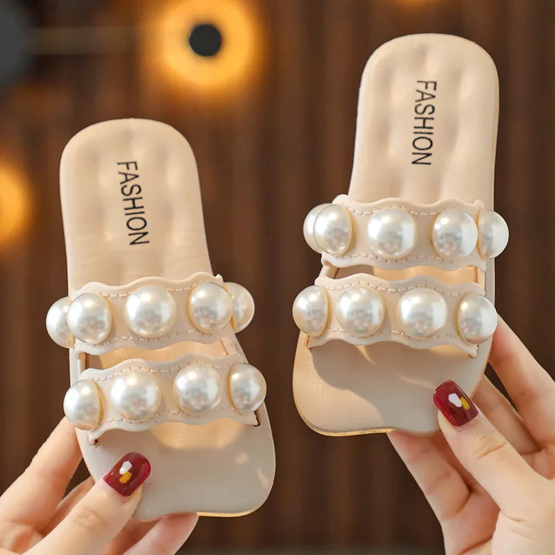 2026Summer Children's Slippers Girls Princess Non-slip Soft Sole Slippers Toddler Girl Shoes Bow Tie Slippers Flip Flops Outdoor